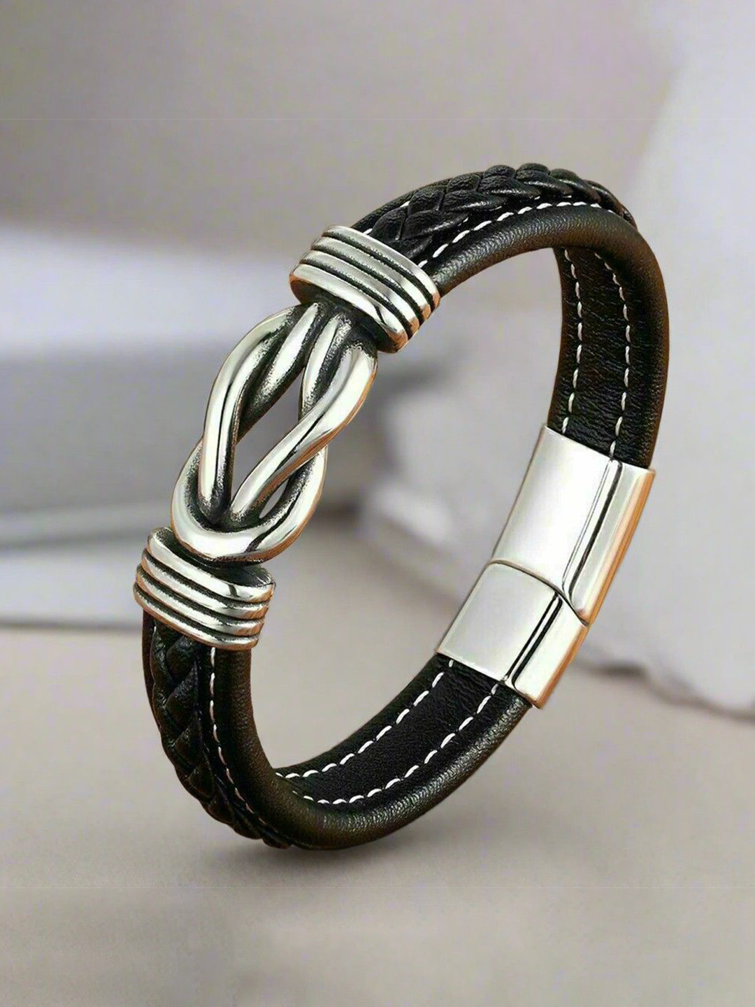 The Roadster Lifestyle Co Men Oxidised Bangle-Style Bracelet