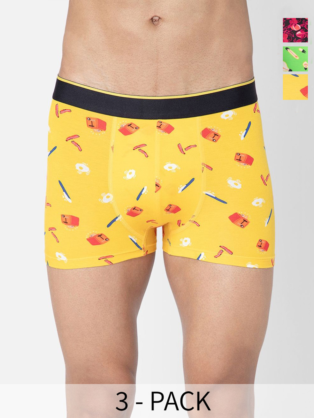 bummer Pack of 3 Printed Mircomodal Trunks TRBRECAGT03S