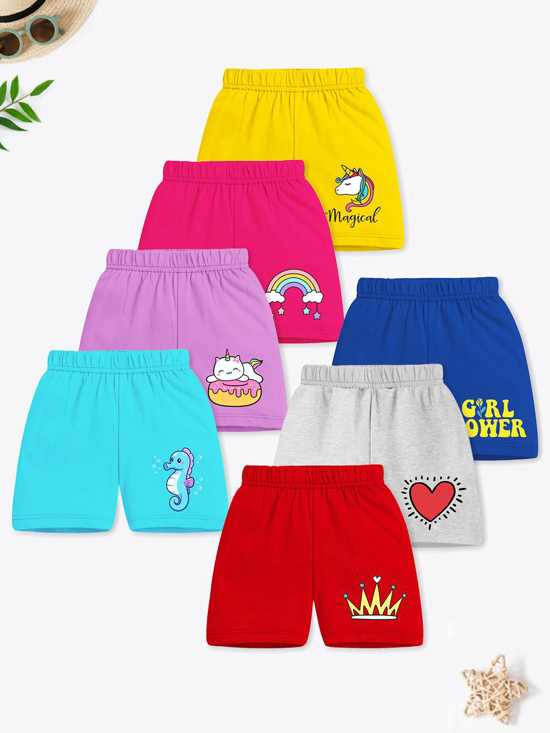 YK X Trampoline Girls Pack of 7 Graphic Printed Shorts