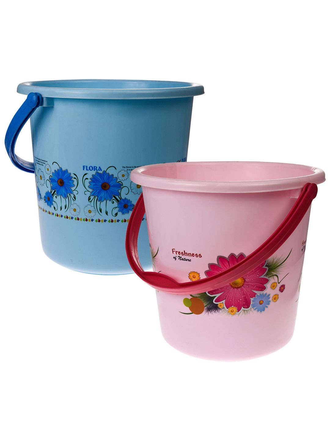Kuber Industries Blue & Pink 2 piece Floral Plastic Bath Accessories Set