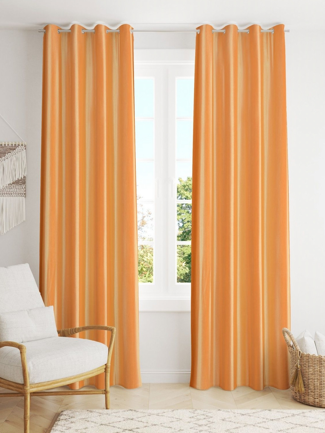 Galaxy Home Decor Gold-Toned Set of 2 Long Door Curtain