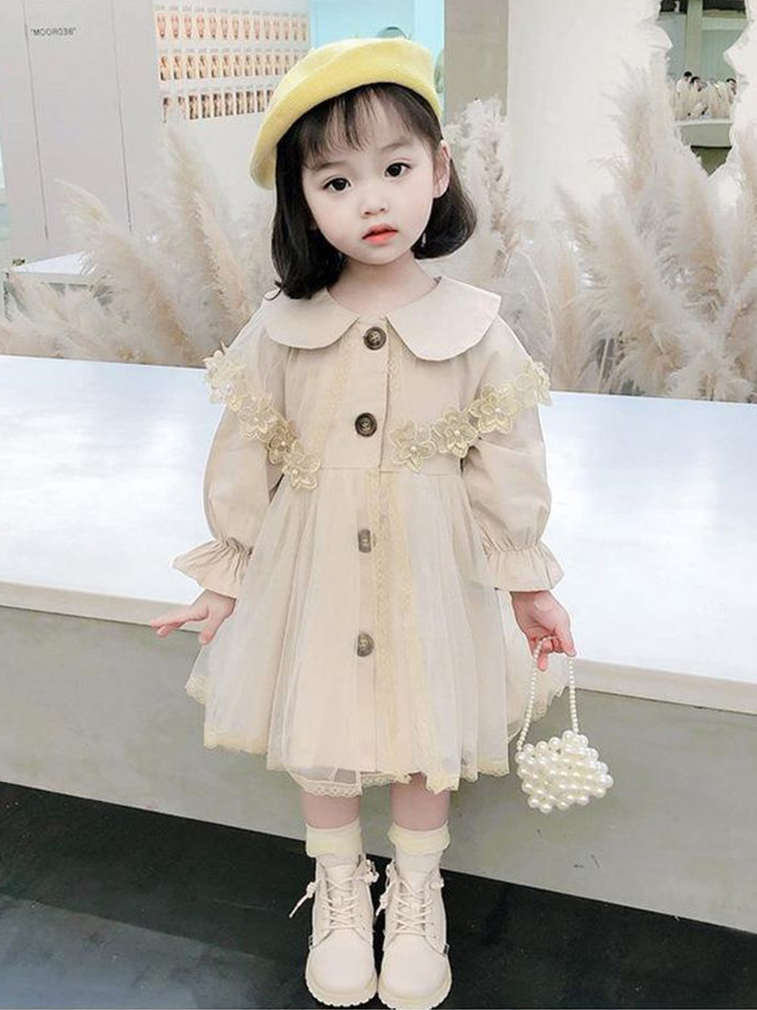 LULU & SKY Peter Pan Collar Flutter Sleeve Fit & Flare Dress