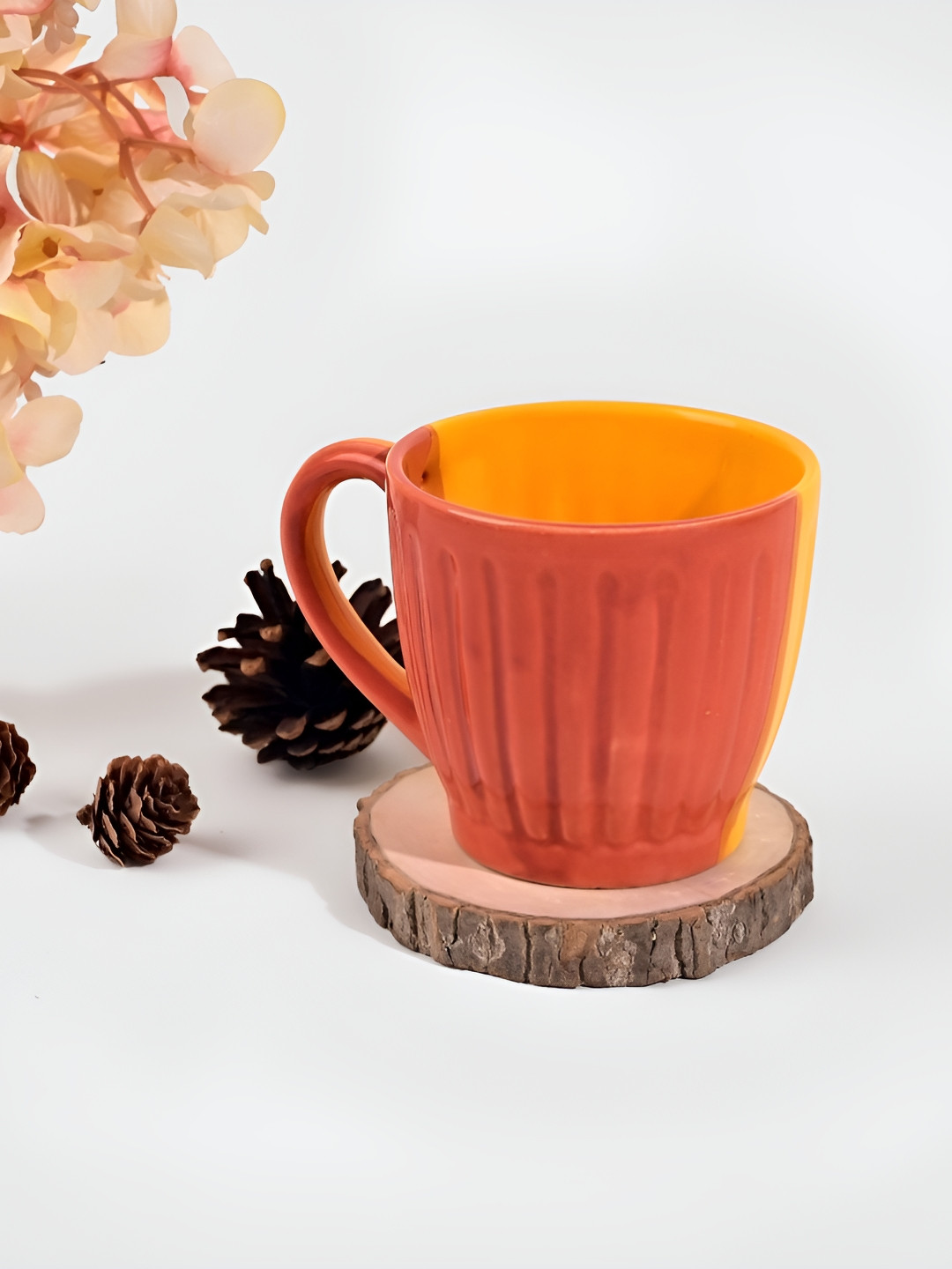 Storepedia Rakshabandhan Gift Red Colourblocked Ceramic Handmade 6 Piece Mugs-150ml