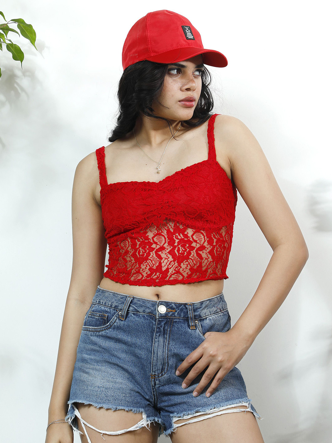 Athena Unapologetic Floral Sheer Lace Tank Crop Top