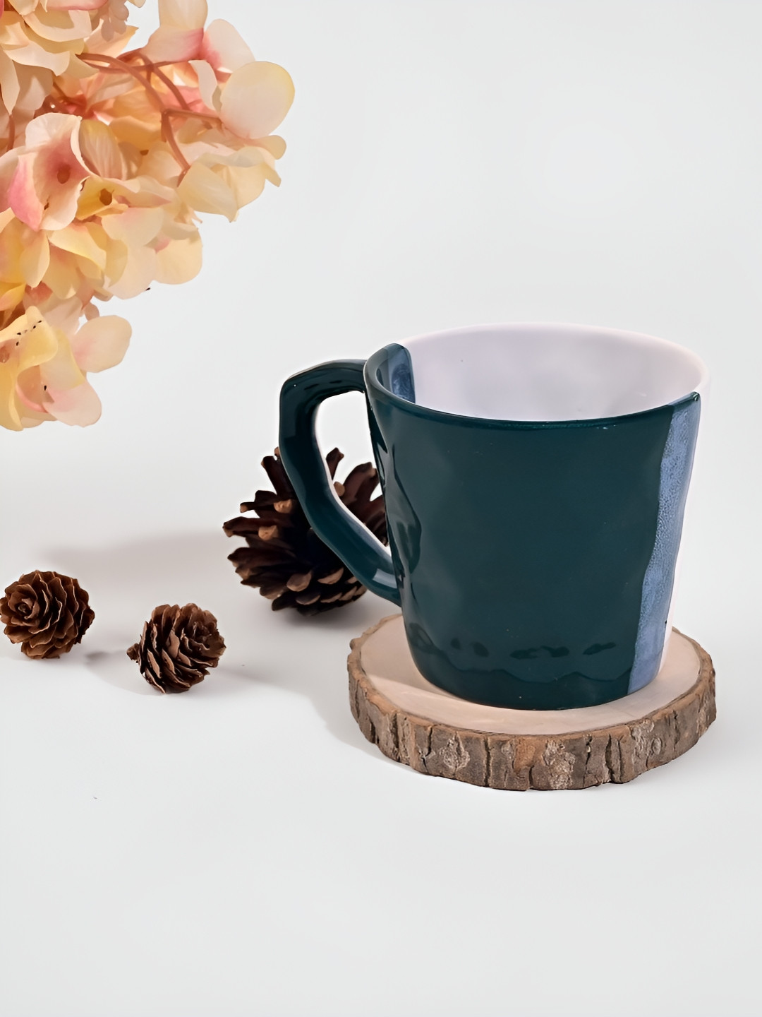 Storepedia Rakshabandhan Gift Green Colourblocked Ceramic Microwave Safe 4 Piece Mugs-150ml