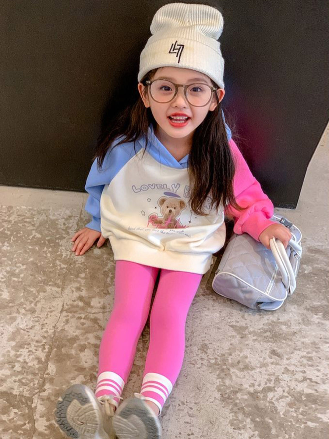 LULU & SKY Infant Girls High-Waisted Contrast Hem Ankle-Length Leggings