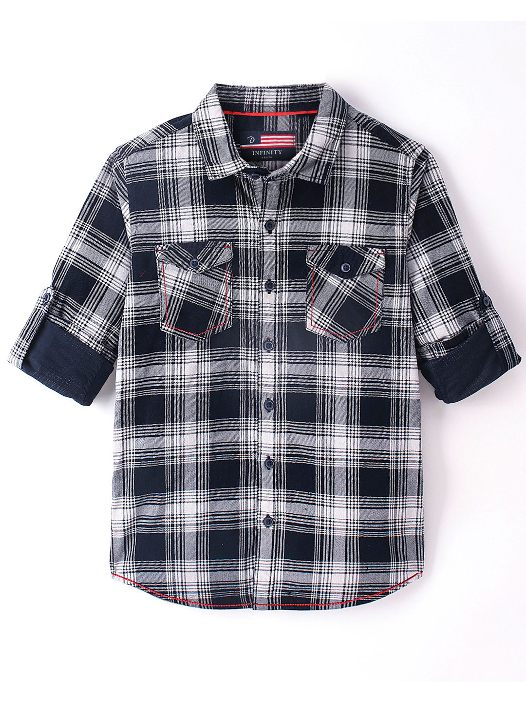 Infinity Boys Tartan Checks Opaque Checked Casual Shirt