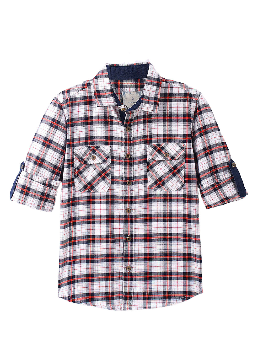 Infinity Boys Tartan Checks Opaque Checked Casual Shirt