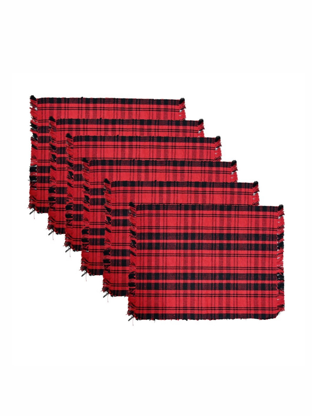 Set of 7 Red Printed Table Placemats