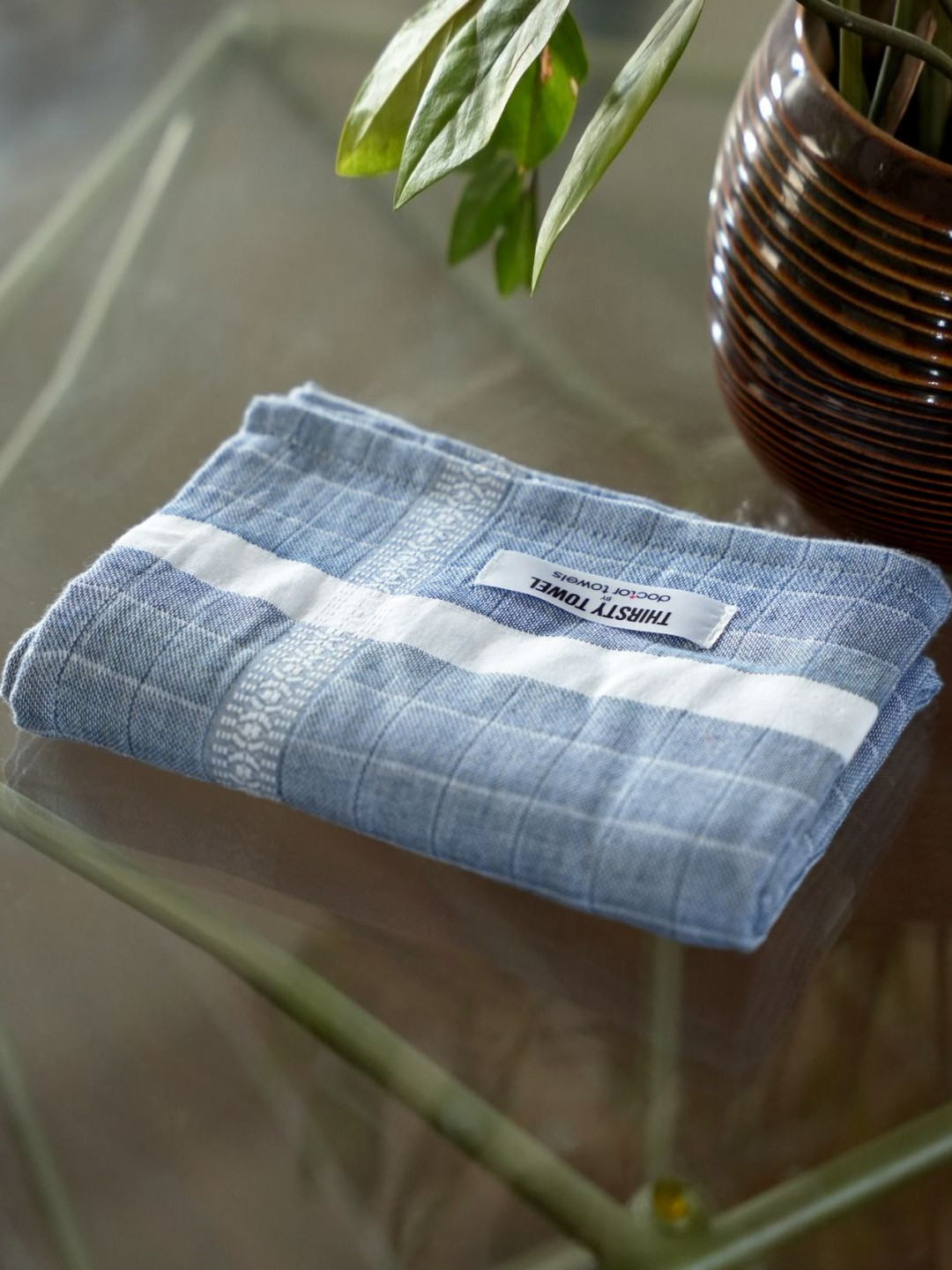 Thirsty Towel Blue & White 1 Striped Cotton 150 GSM Bath Towel