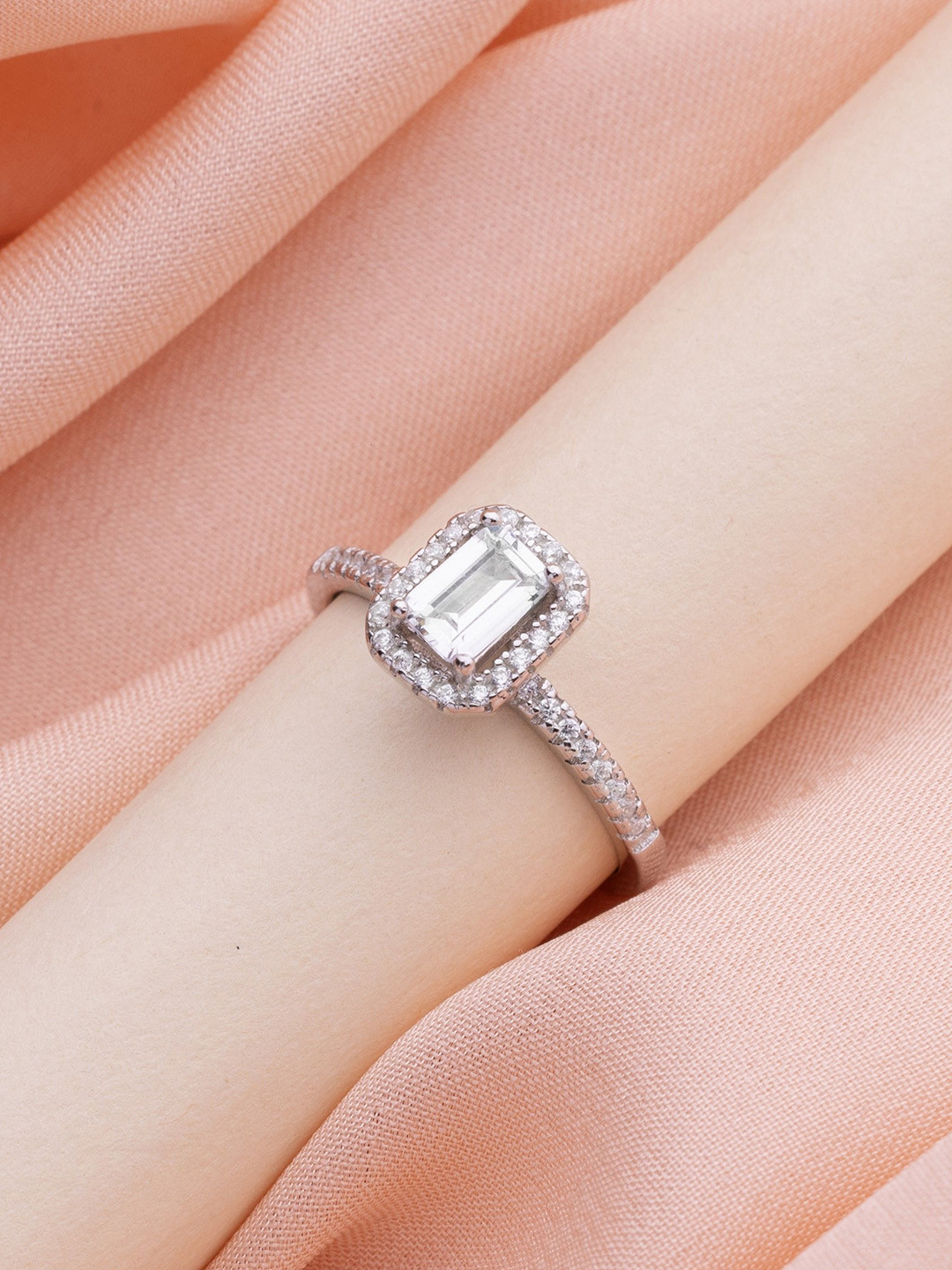 LIORA 925 Silver Jewellery Sterling Silver Rhodium Plated Sleek Commitment Ring