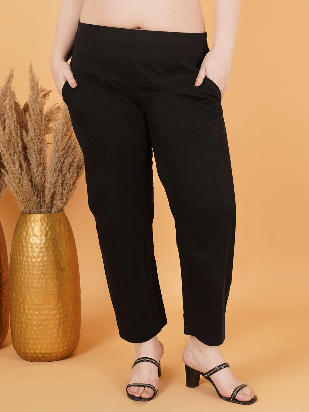 Indietoga Women's Plus Size Cotton Solid Treggings