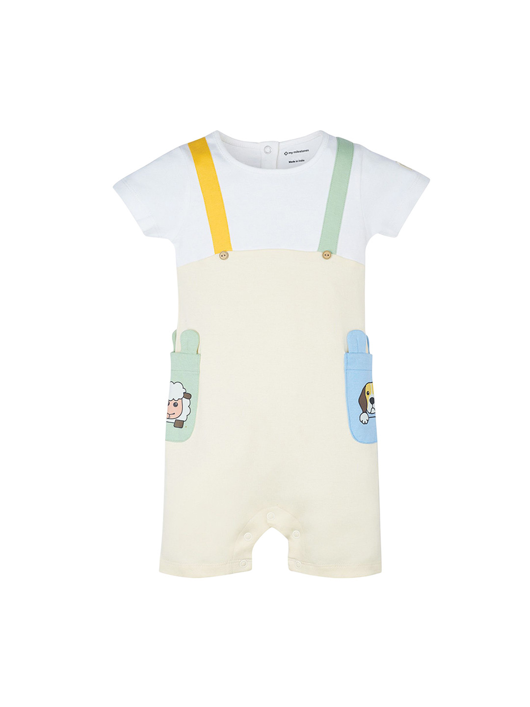 My Milestones Infant Boys Printed Cotton Short Sleeves Half Romper