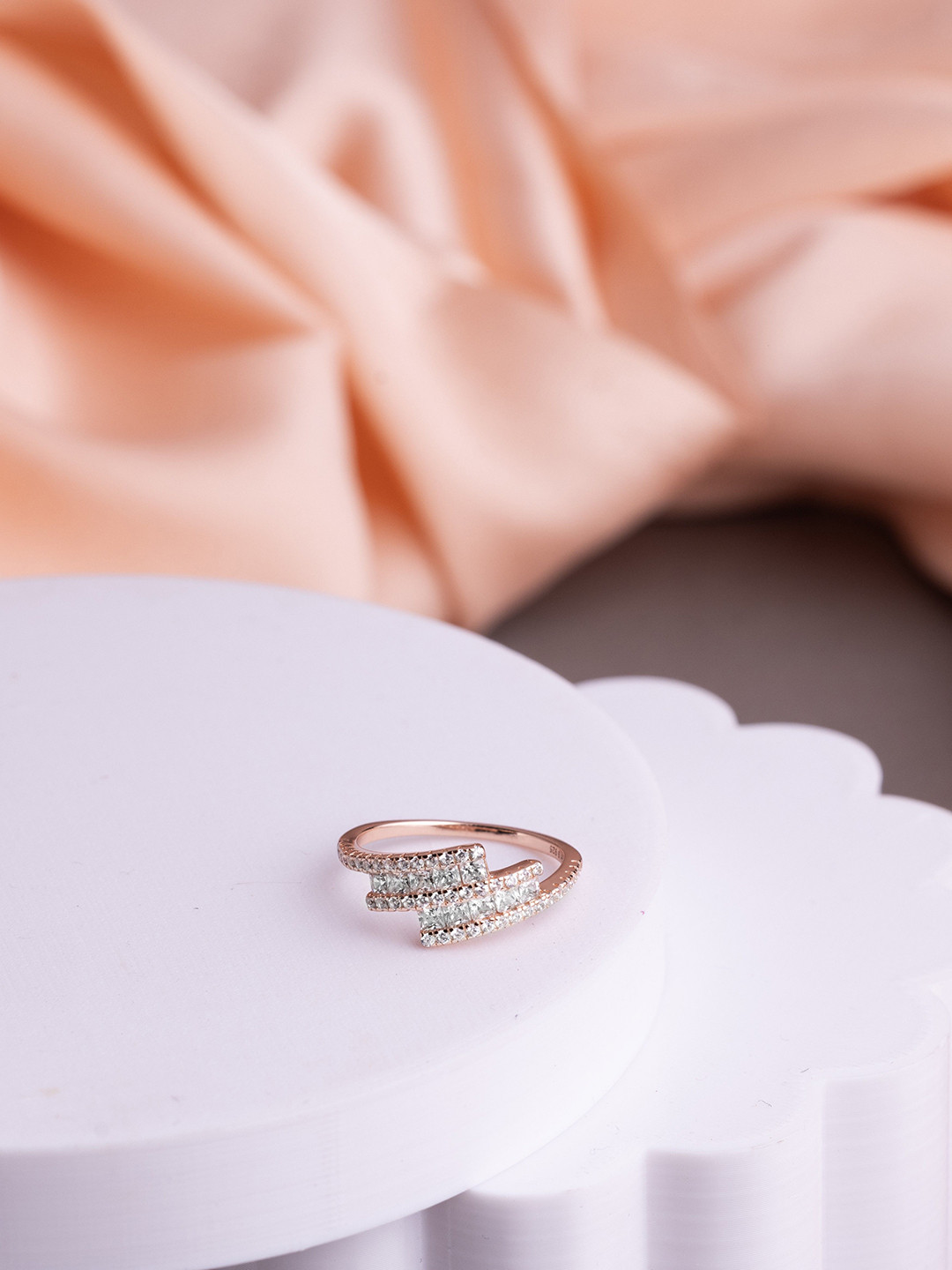 LIORA 925 Silver Sterling Silver Rose Gold Plated Finger Ring