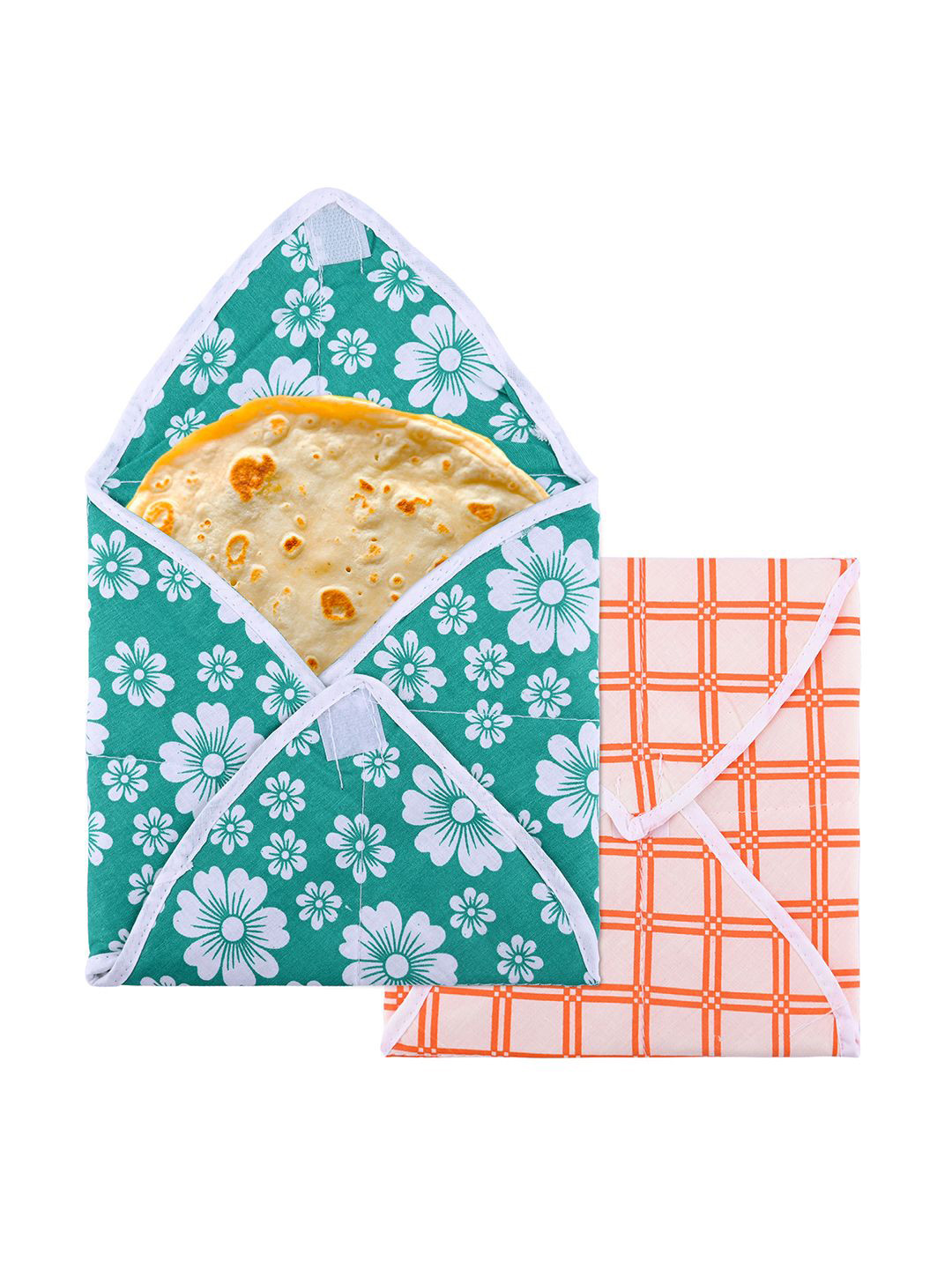 Kuber Industries Green 2 Pieces Cotton Multi-Utility Roti Cloth Organisers