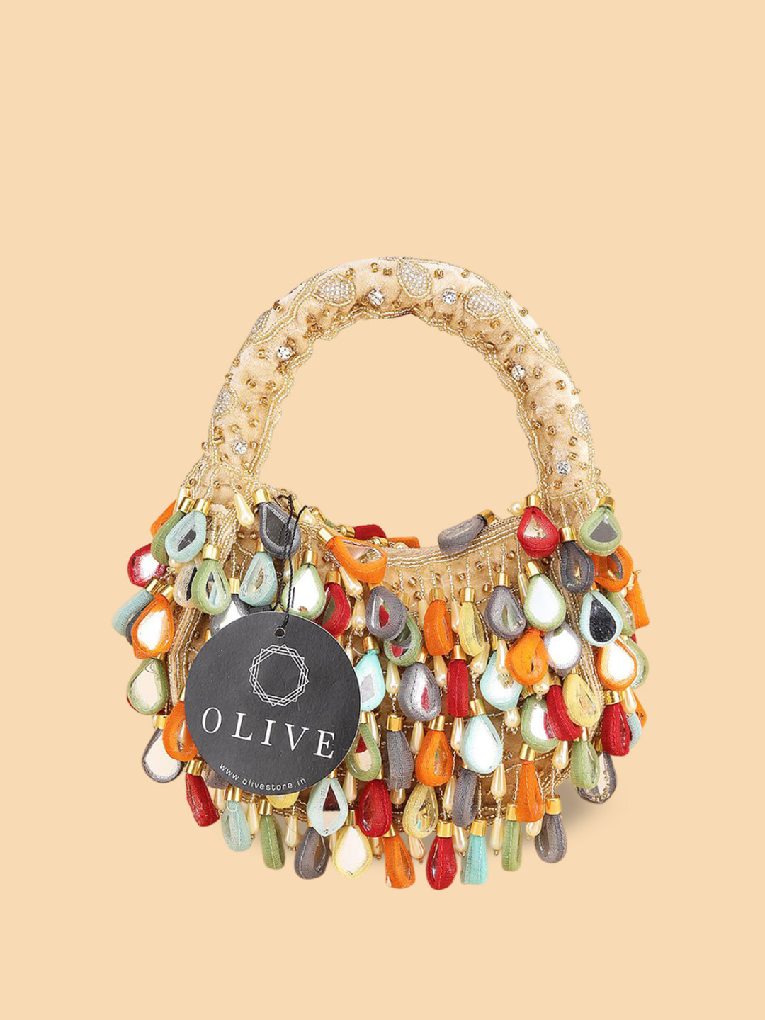 Olive Suede Bucket Handheld Bag with Tasselled