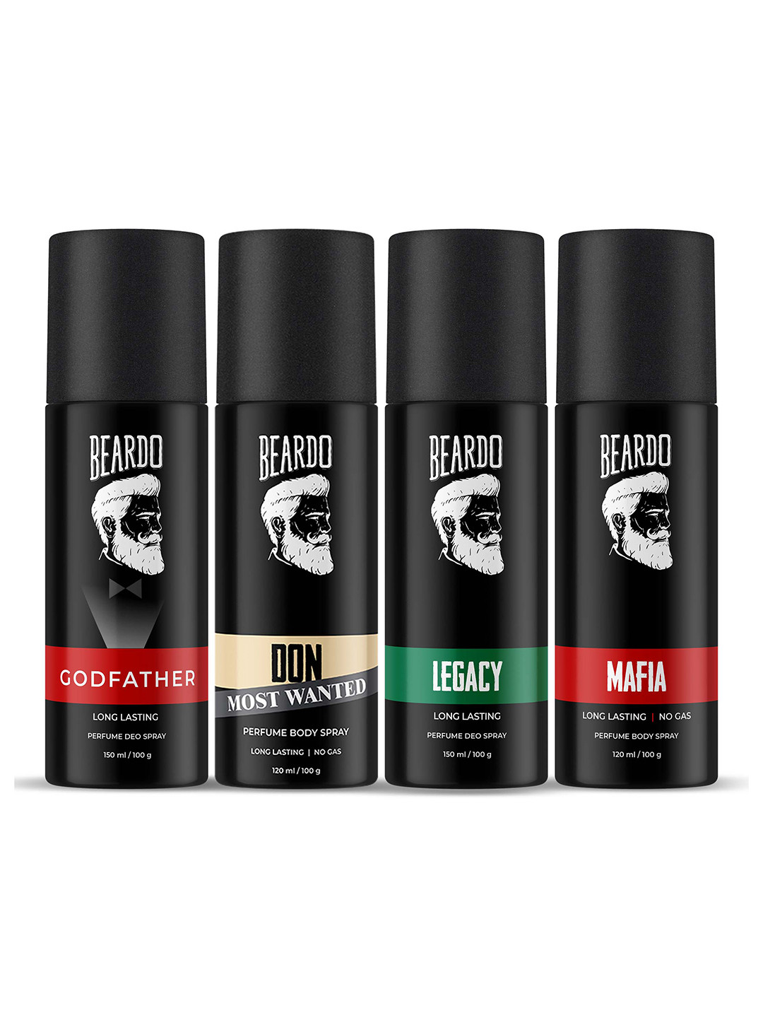 BEARDO Men Set of 4 Long Lasting Body Sprays - 100g each