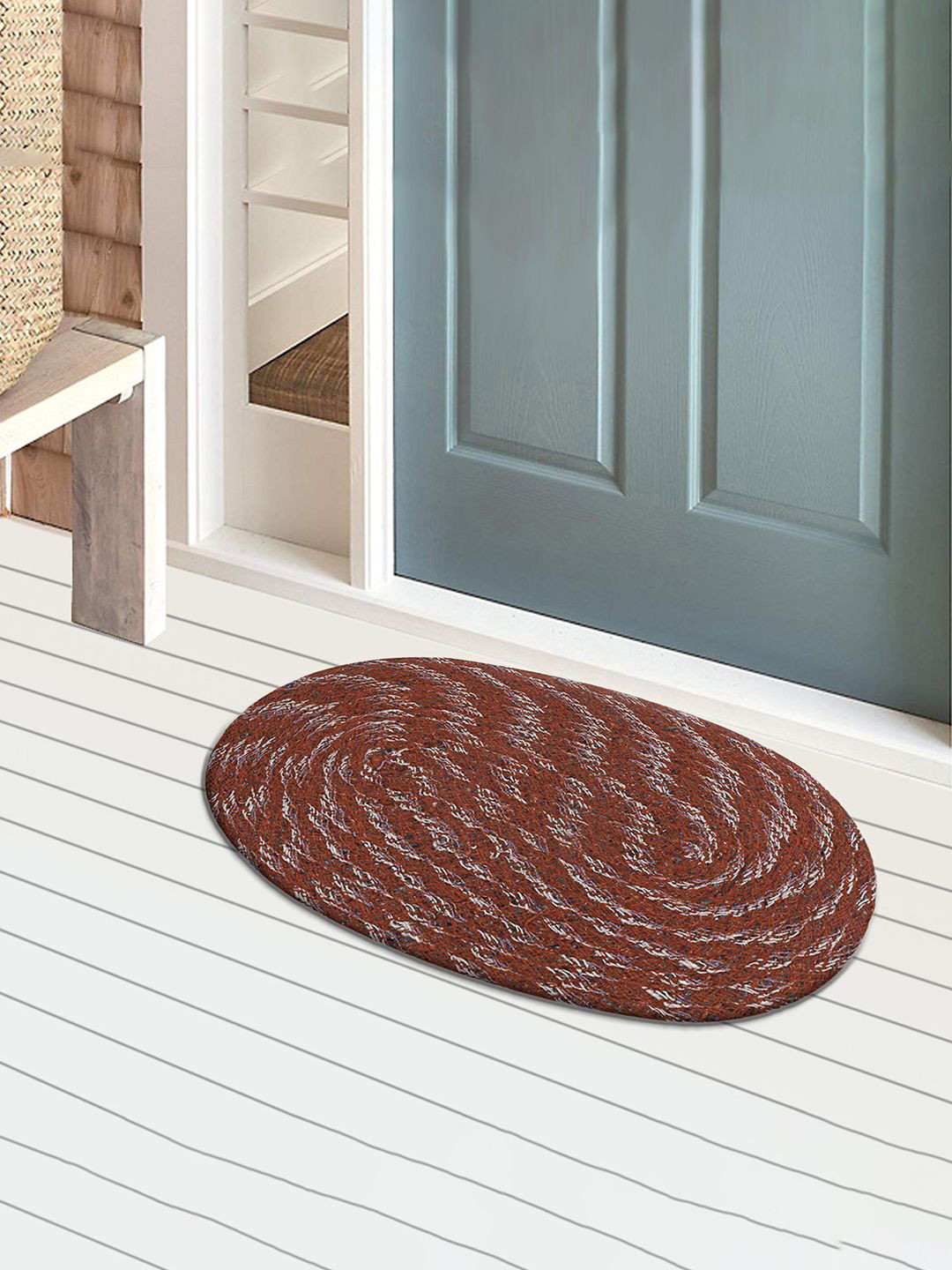Kuber Industries Maroon Oval DoorMat