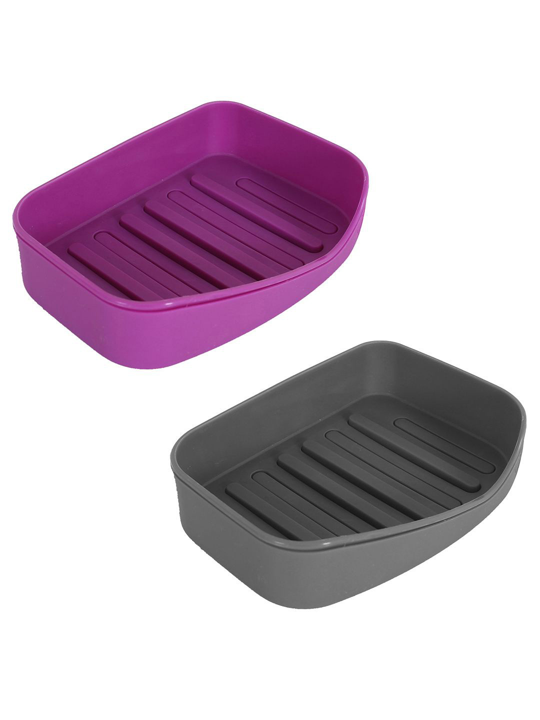 Kuber Industries Purple & Grey 2 piece Solid Plastic Soap Dish