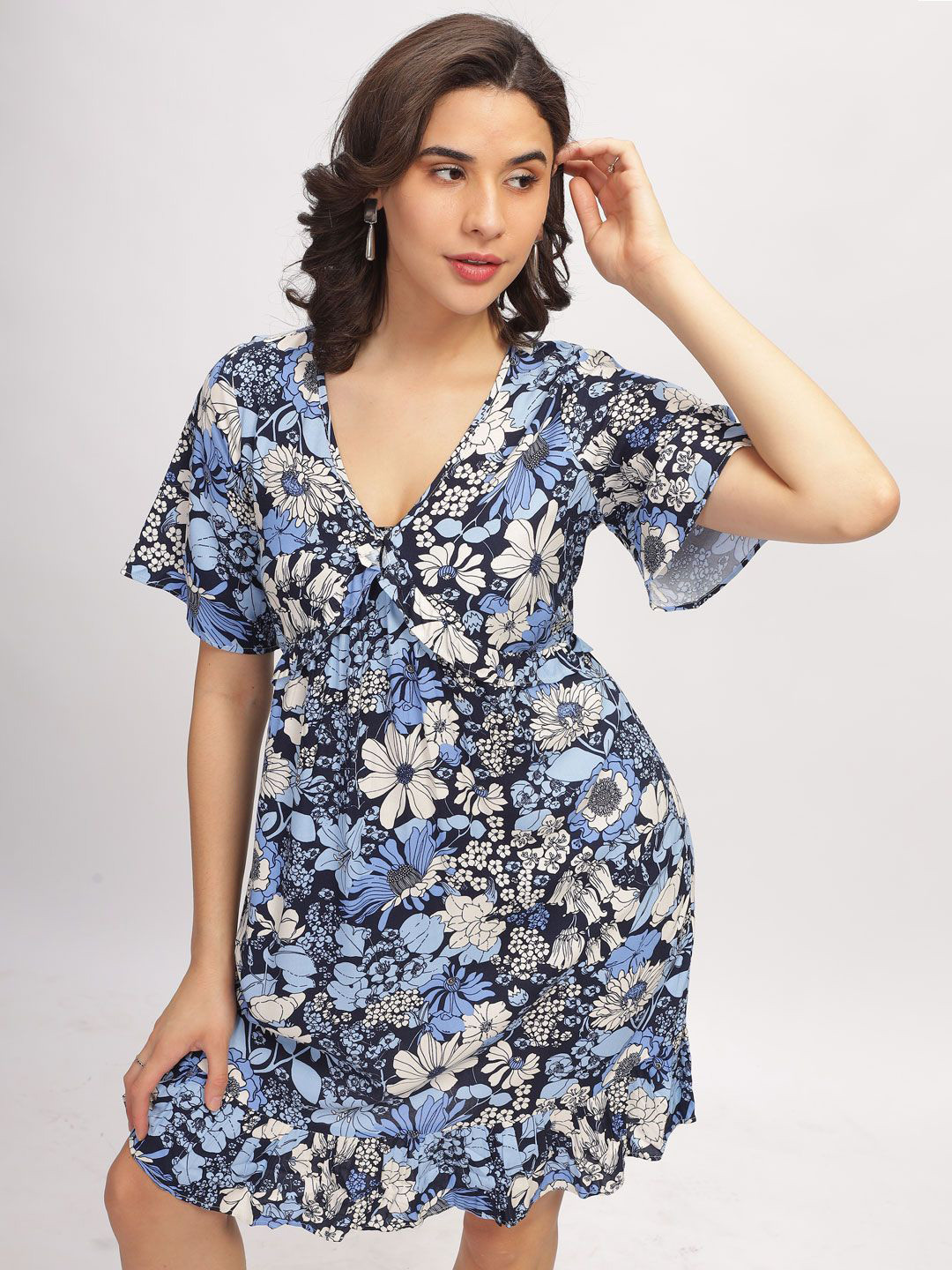 B BLUBERYL - Comfort Inside Out Floral Print Layered Chiffon A-Line Dress