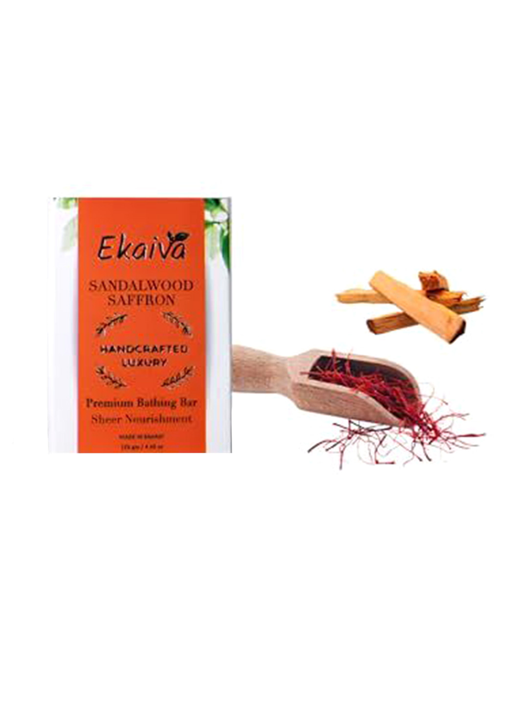 EKAIVA ORGANICS Sandalwood & Saffron Bathing Soap For Gentle Cleansing - 125 g