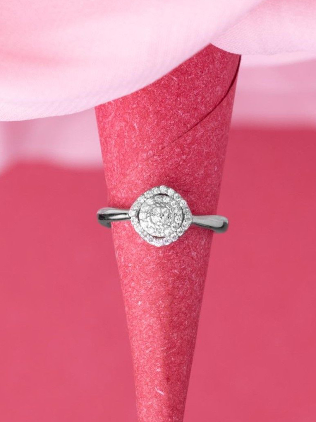 LIORA 925 Silver Jewellery Sterling Silver Rhodium Plate Halo Ring