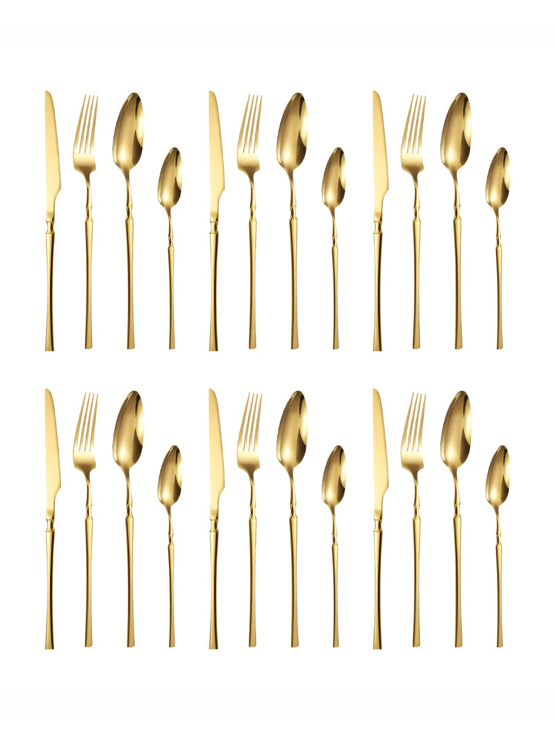 YELONA 24-Piece Korean Vintage Style Aurum Gold Flatware Cutlery Set