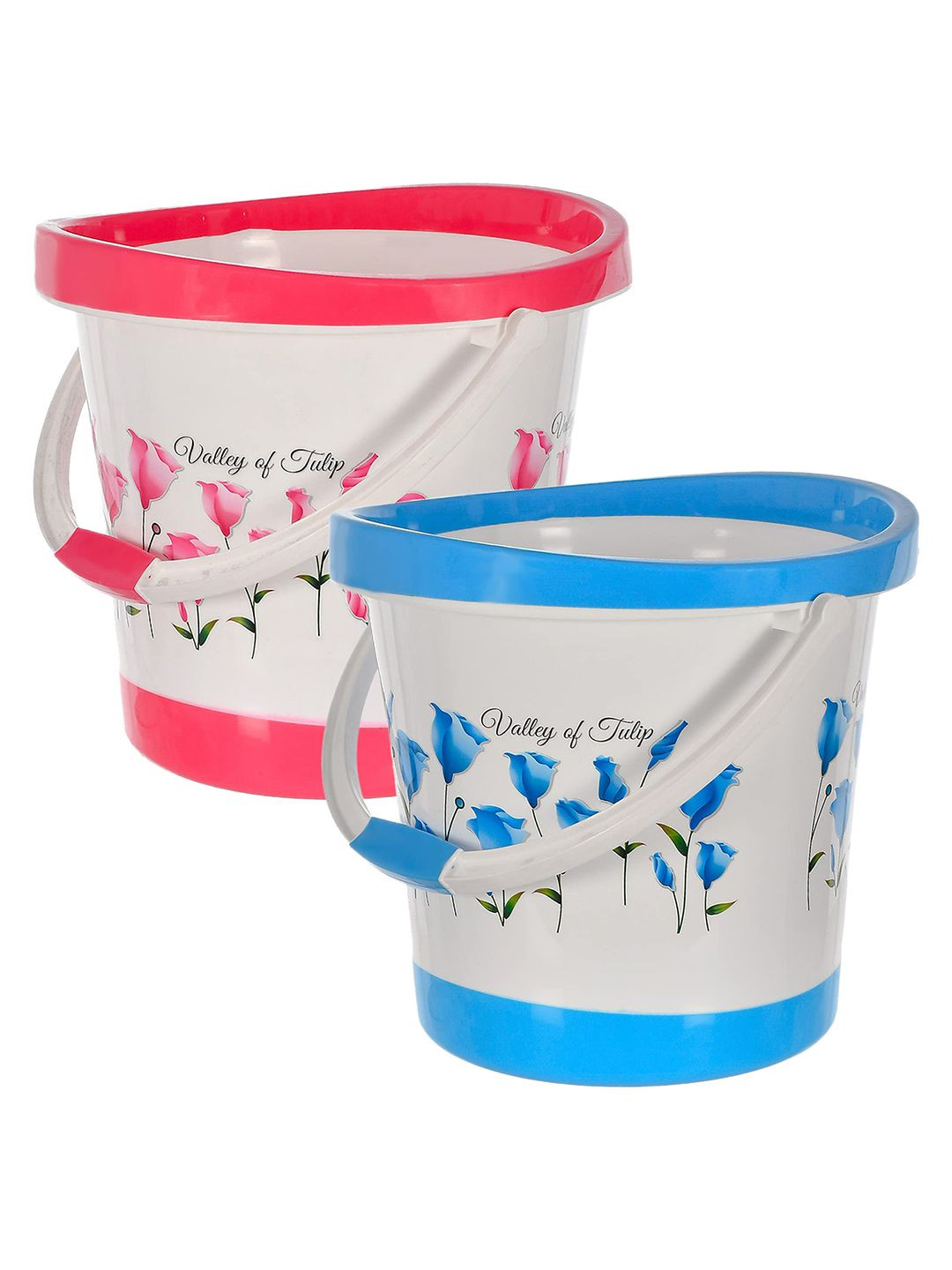 Kuber Industries White & Pink 2 piece Solid Plastic Bath Accessories Set