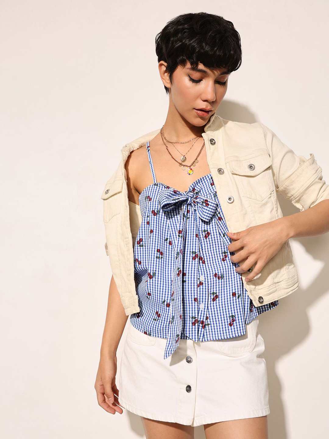 ONLY Checked Tank Crop Top