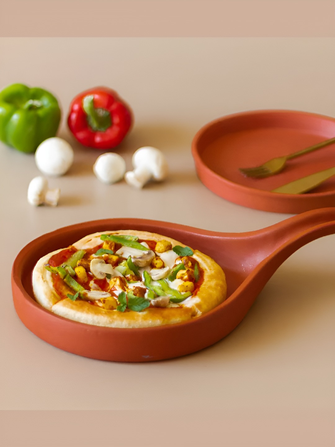 AMALAFIEE CERAMICS Red 2025 Clay 1 Pieces Microwave Safe Food Platter