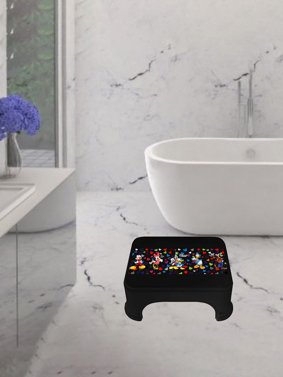 Kuber Industries Black Geometric Plastic Bath Accessories Set