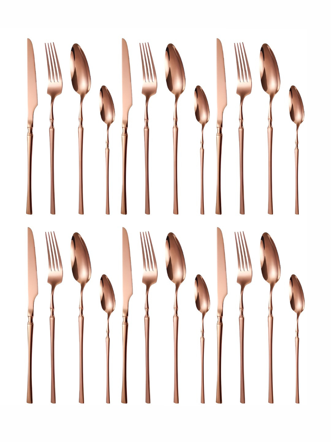 YELONA 24-Piece Korean Vintage Style Rosegold Flatware Cutlery Set