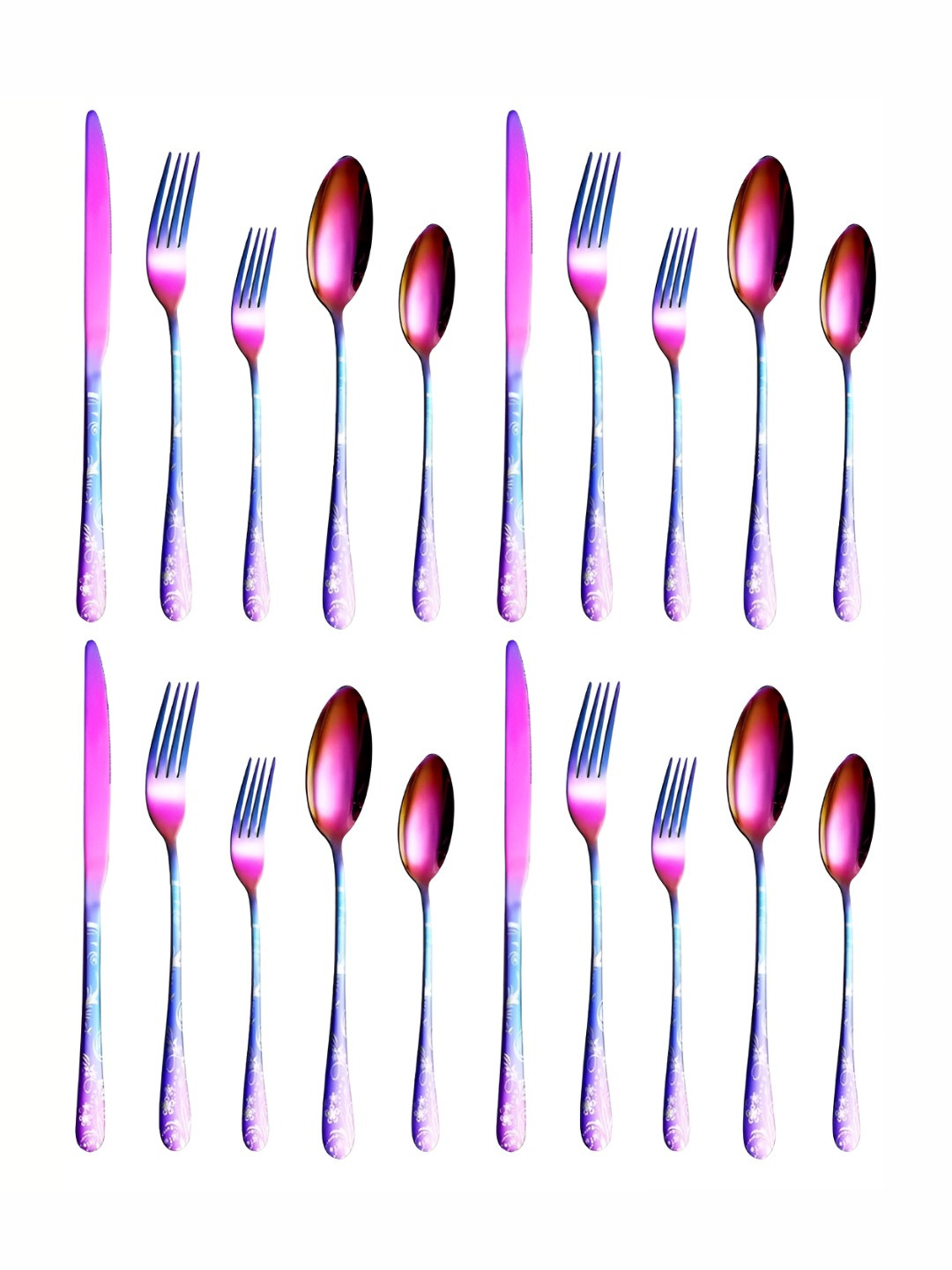 YELONA 20-Piece Rainbow Silverware Flatware Cutlery Set
