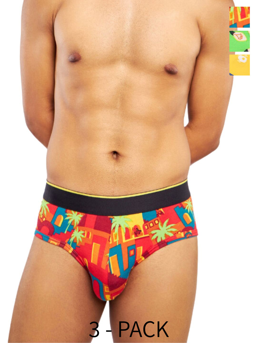 bummer Pack of 3 Printed Mircomodal Basic Briefs BRBRECACB03S