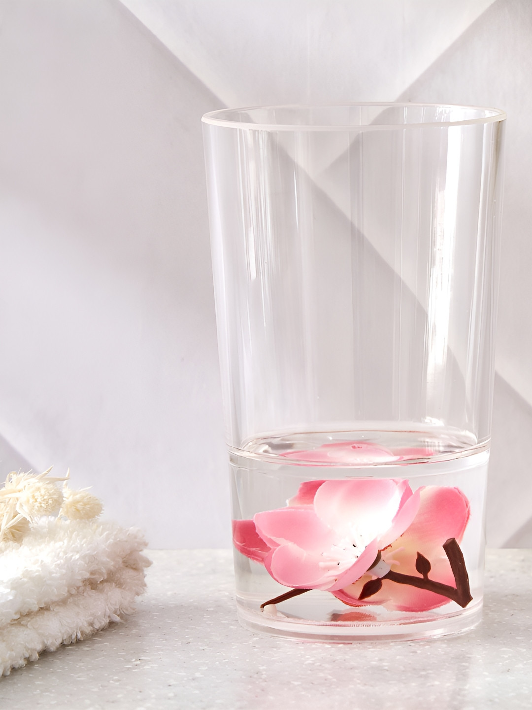 Home Centre Pink & Brown Floral Plastic Soap Dispenser