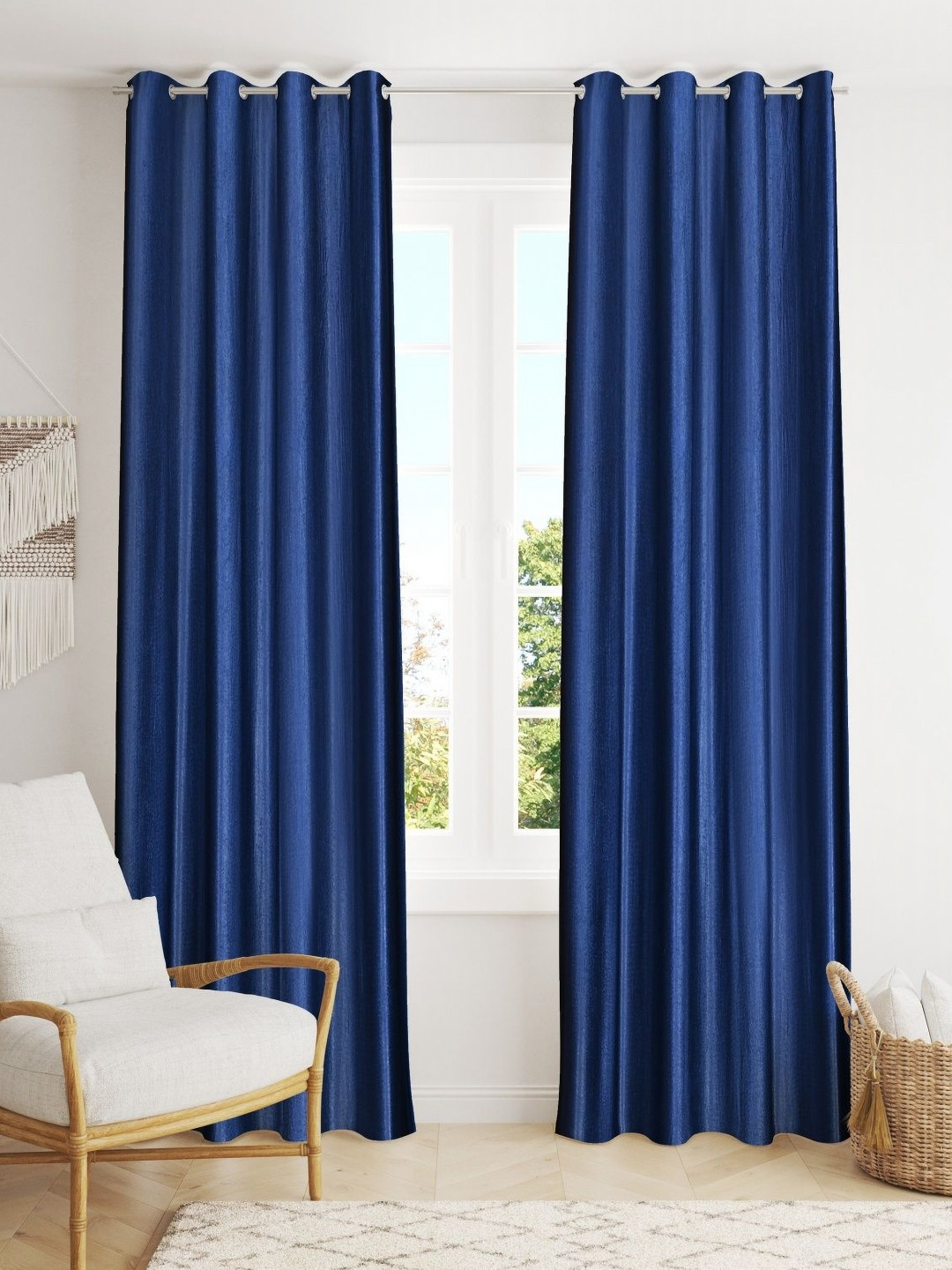 Galaxy Home Decor Navy Blue Set of 2 Window Curtain