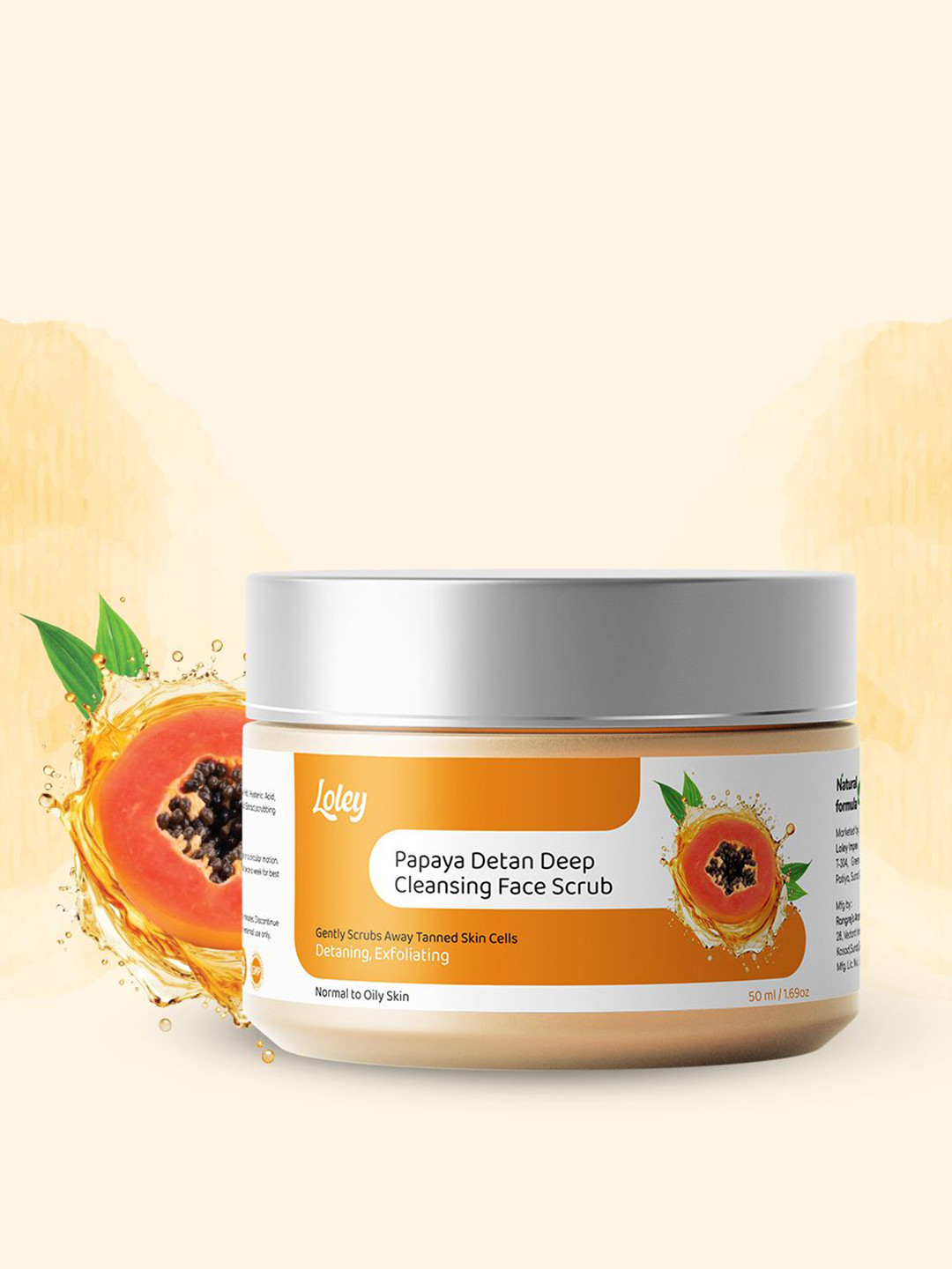 LOLEY Unisex Papaya With Glycolic Acid Detan Deep Cleansing Face Scrub - 50 ml