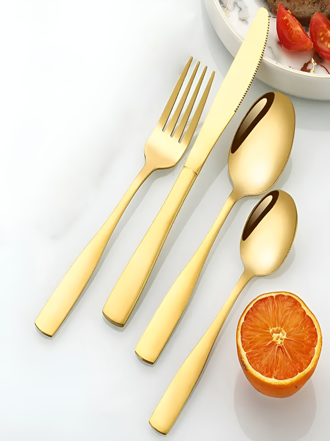 YELONA 4-Piece Golden Silverware Stainless Steel Flatware Cutlery