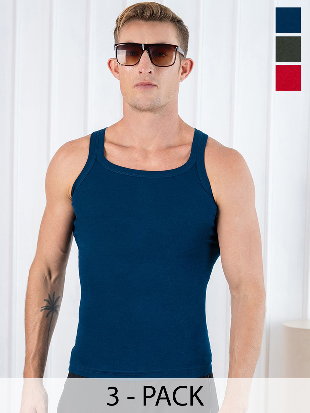 Lux Cozi Pack Of 3 Assorted Pure Cotton Innerwear Vests COZI_XYLO_777_COL_3PC