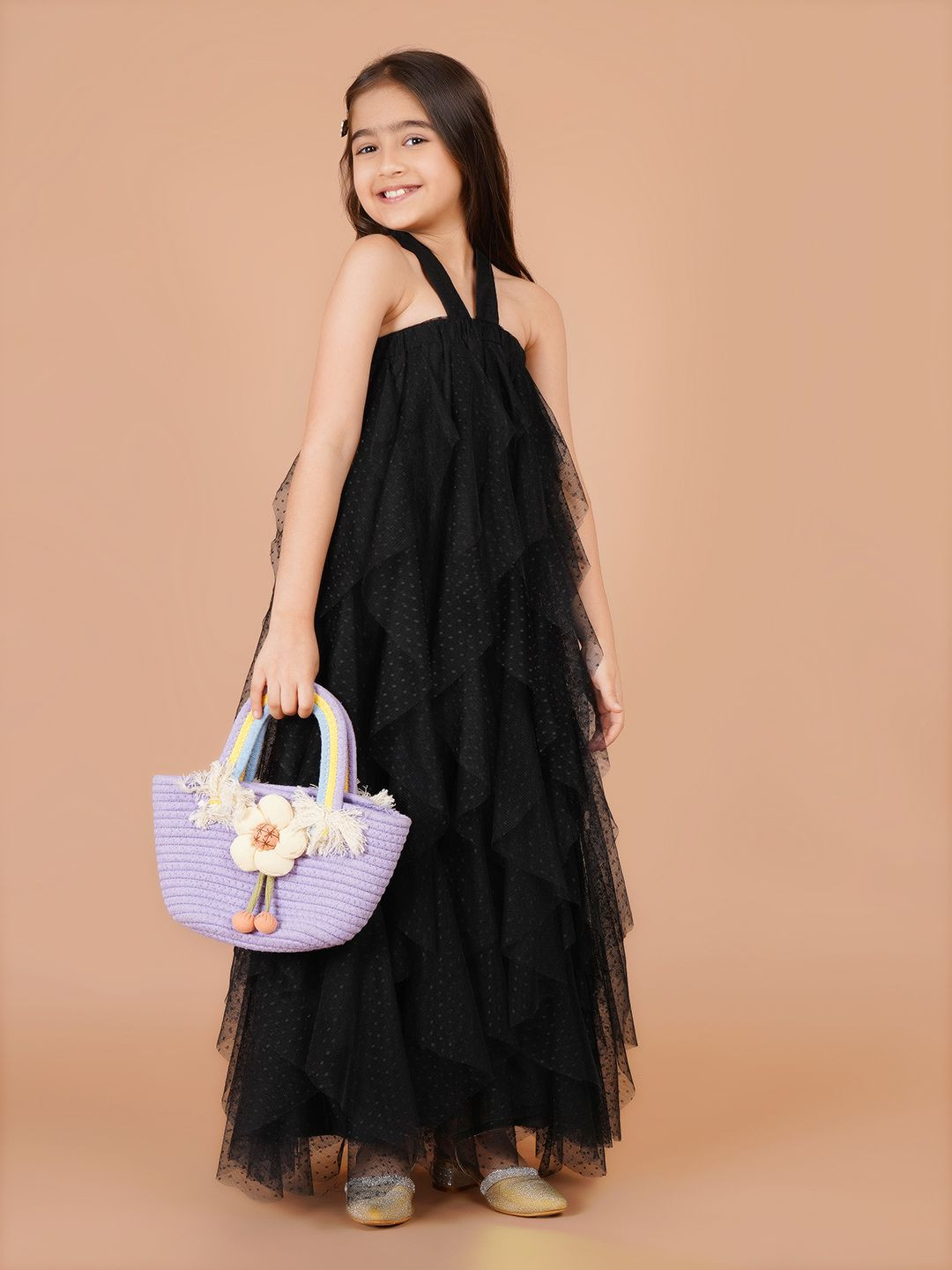 Eavan Off-Shoulder Net A-Line Maxi Dress