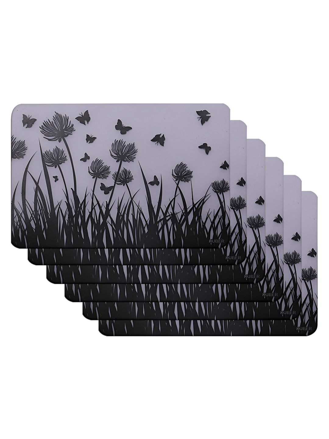 Kuber Industries 6-Pcs White & Black Printed Fridge Mat