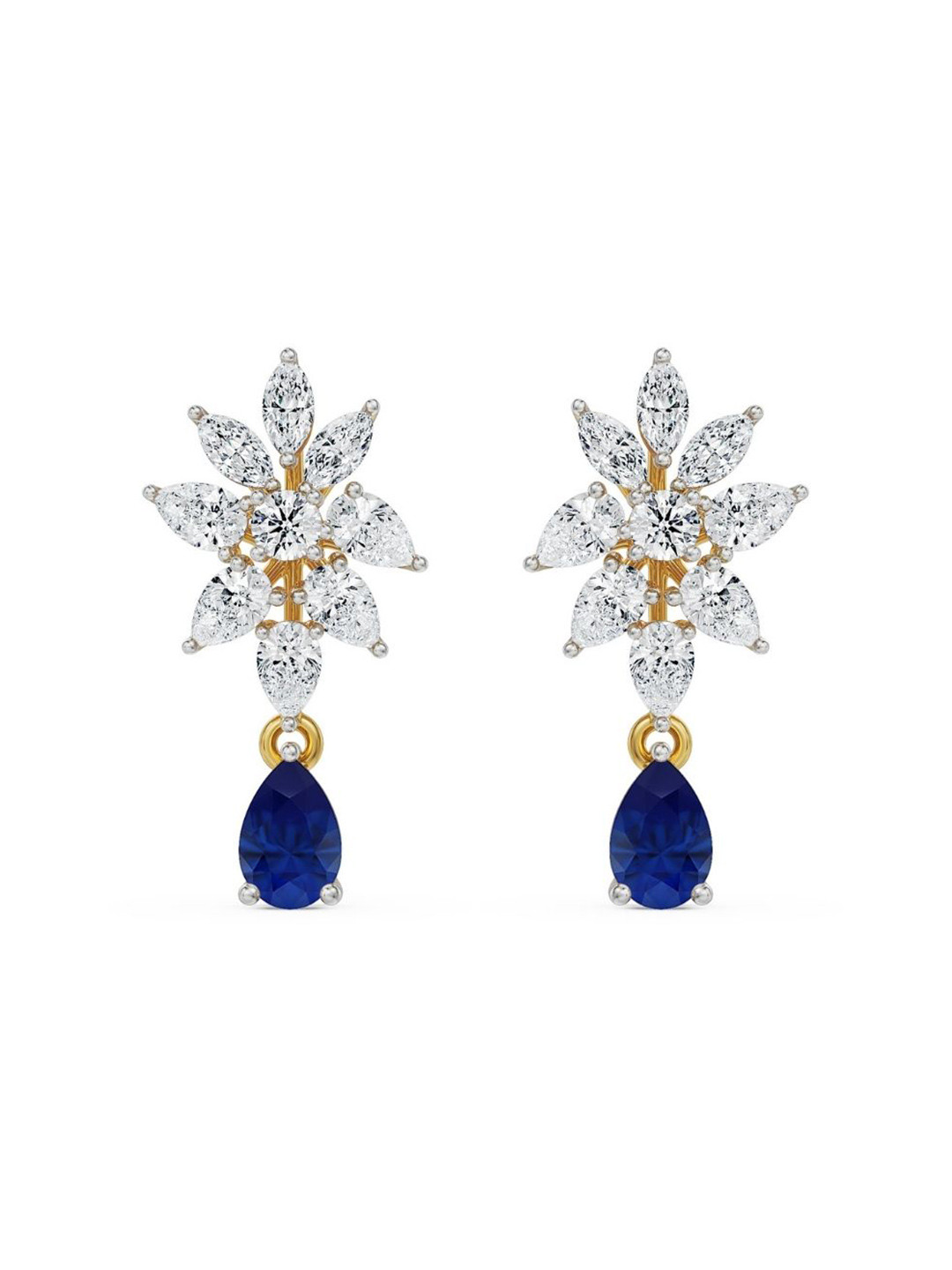Emori Beautiful Blue Lab Diamond in 14KT Gold Earring