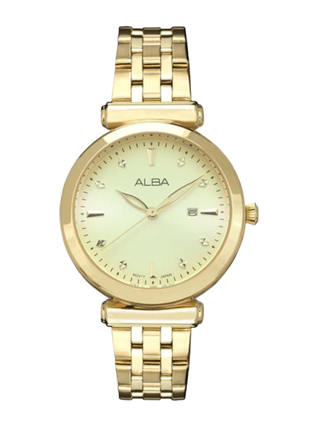 Alba by seiko Golden Dial With Crystals-AH7CP6X1