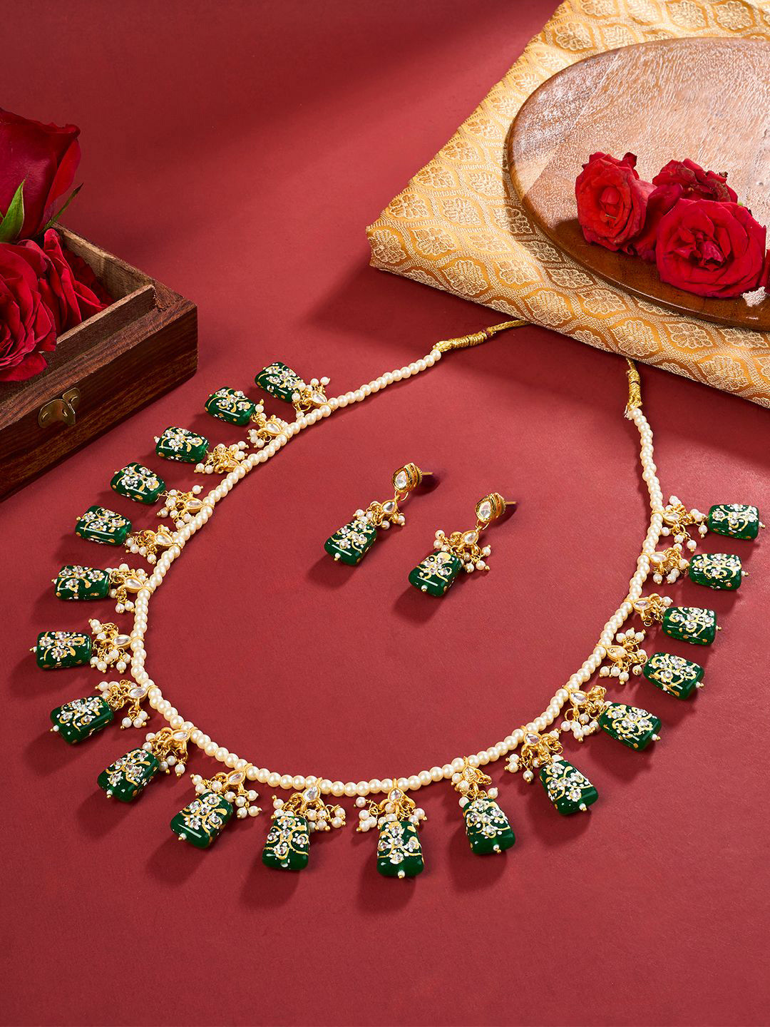 TEEJH Idhika Gold-Plated Beaded Jewellery Set