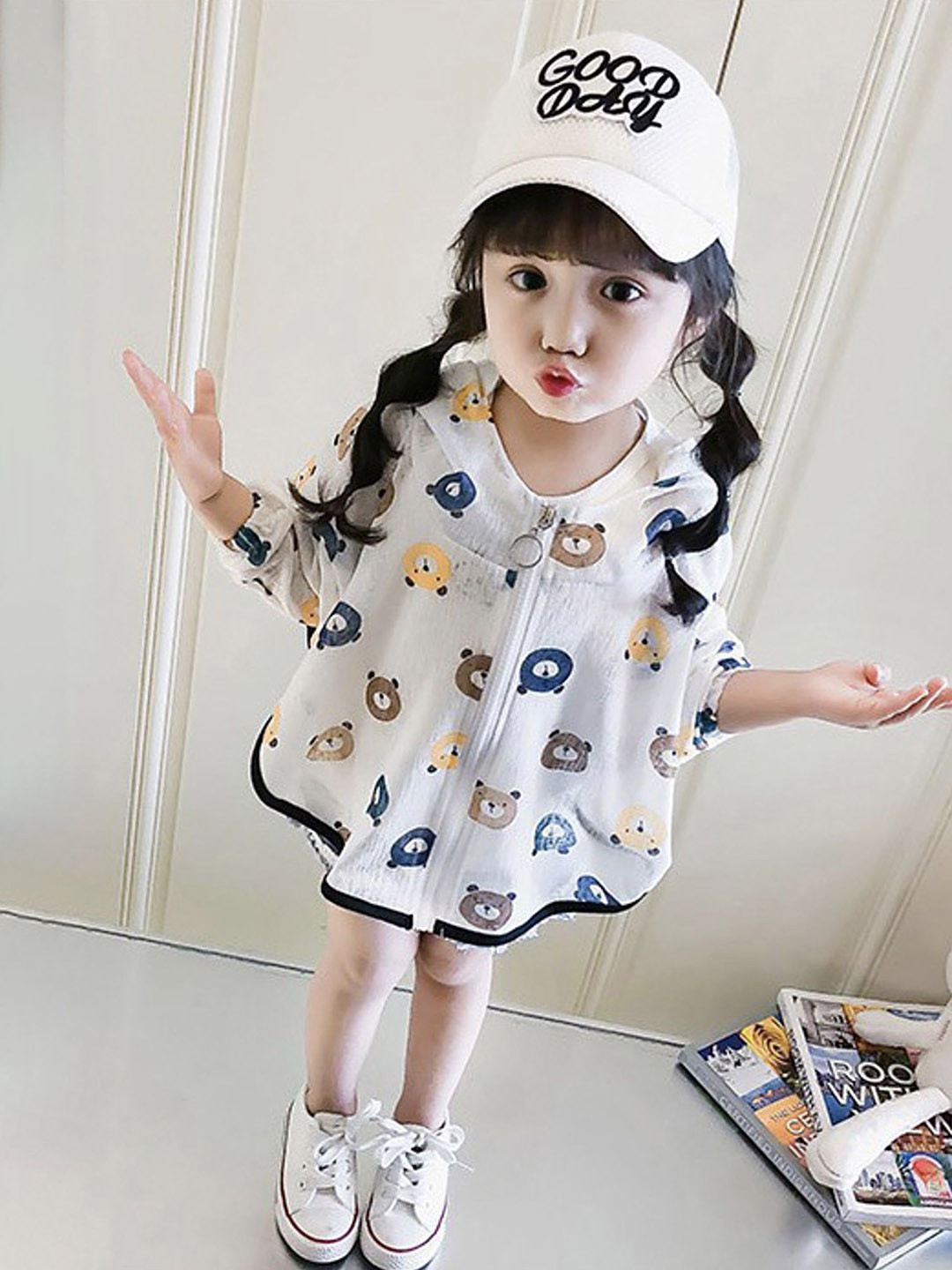 LULU & SKY Girls Cotton Crop Tailored Jacket with Patchwork