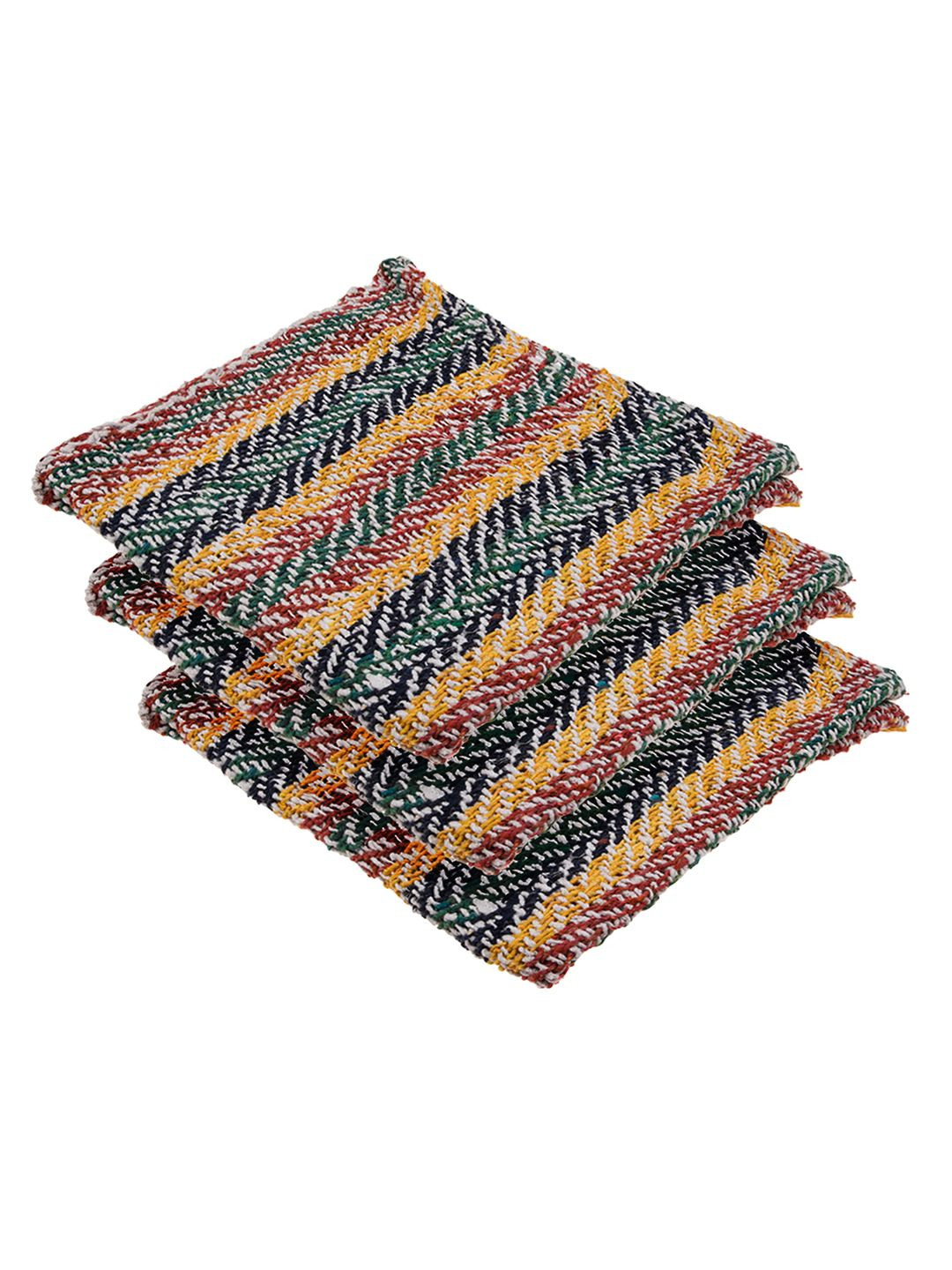 Kuber Industries Yellow & Black 3 Pieces Striped Cotton Floor Cleaning Cloths