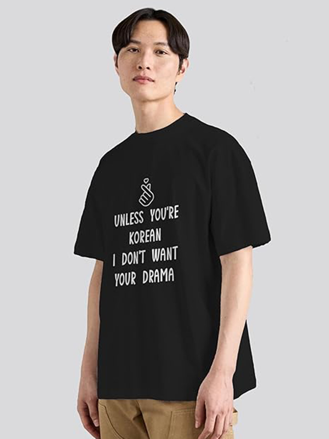 The Korhean Store Unisex Don't Want Your Drama Watching Streetwear Regular Fit Graphic Printed Cotton Tshirt