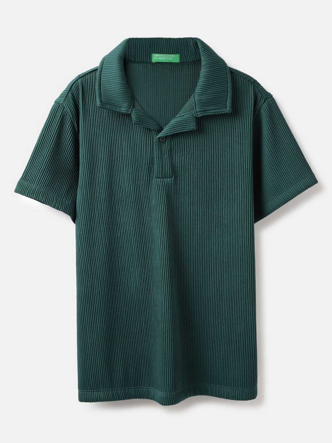 United Colors of Benetton Regular Fit Polo Neck Pinstripes T-shirt