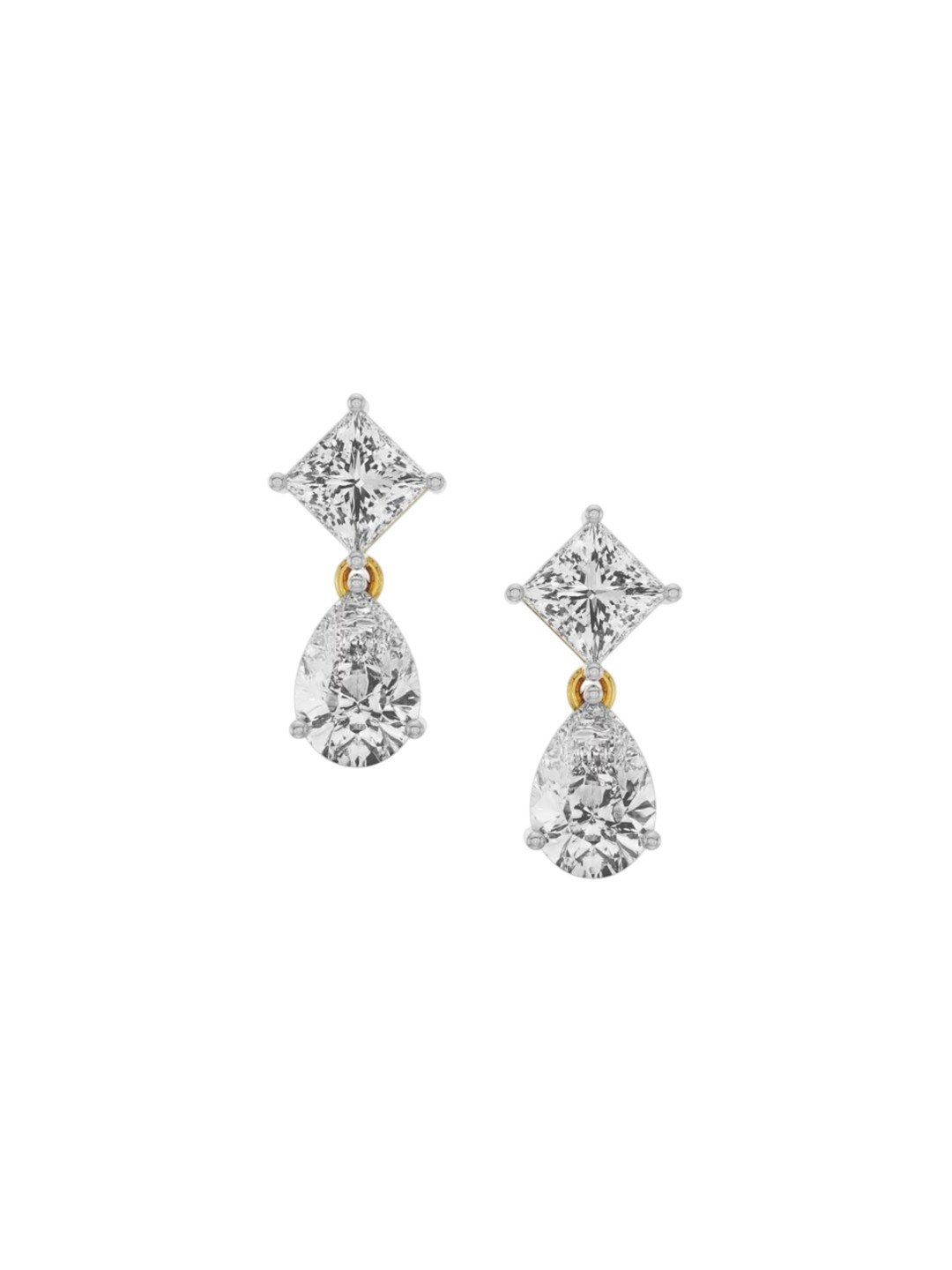 Emori Princess Pear Drop Lab Diamond Earring in 18KT Gold