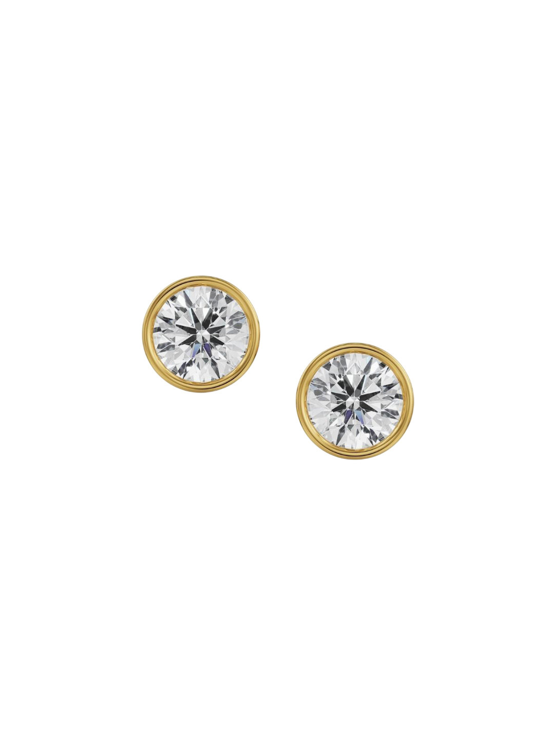 Emori 1 CT Classic Bezel Solitaire Lab Diamond in 14KT Gold Earring